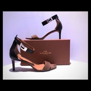 Coach suede and leather sandals